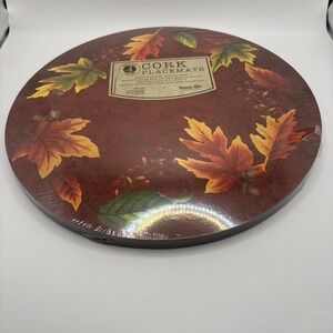 Maple Leaves Acorn Cork Back Placemats - Set of 4 Benson Mills Round New
